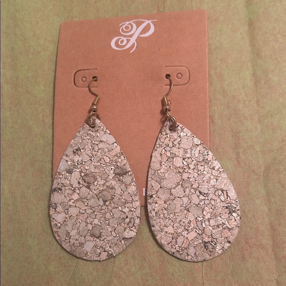 Metallic Champagne Teardrop Dangle Earrings - Women Jewelry